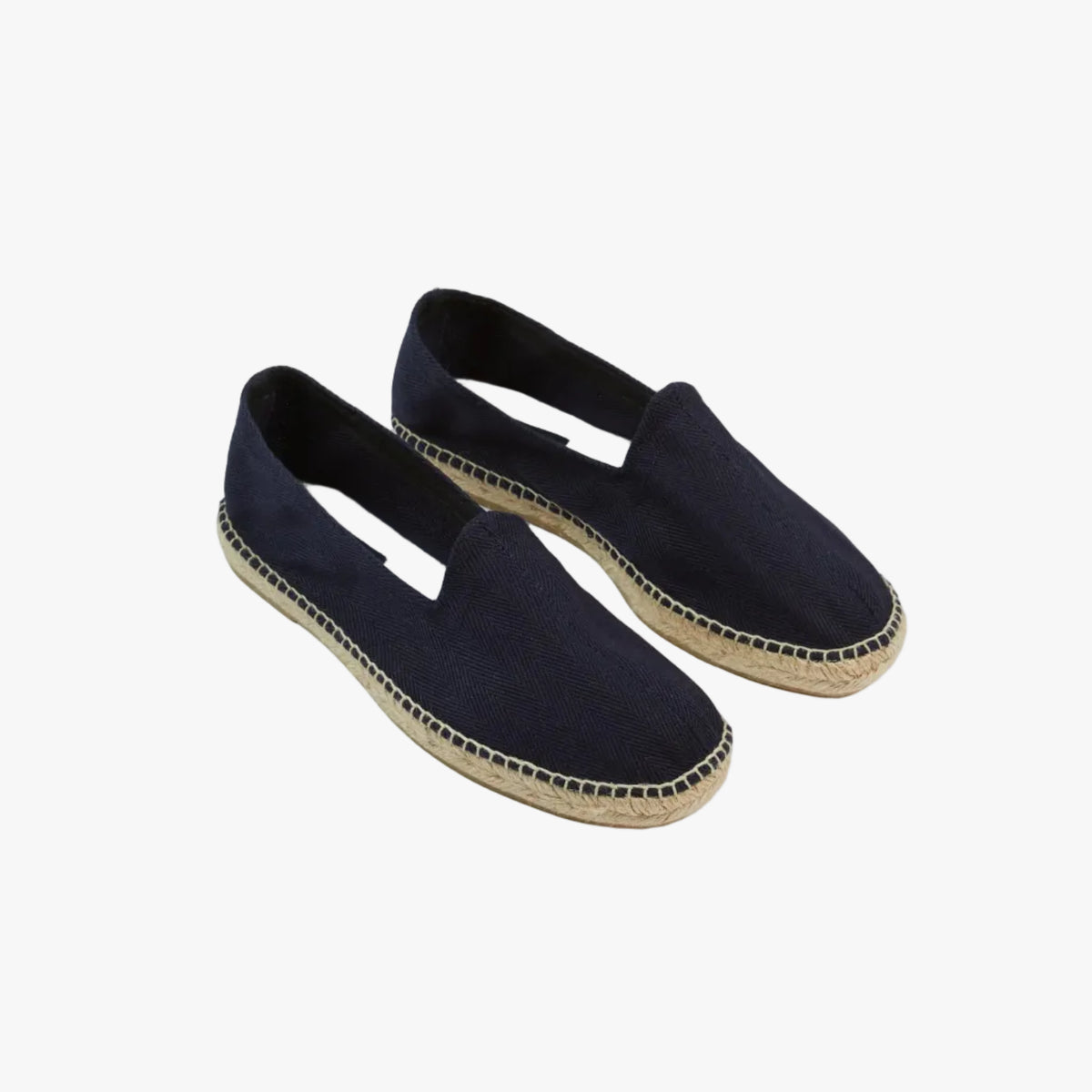 Drake’s Herringbone Cotton Espadrilles Navy Pair View