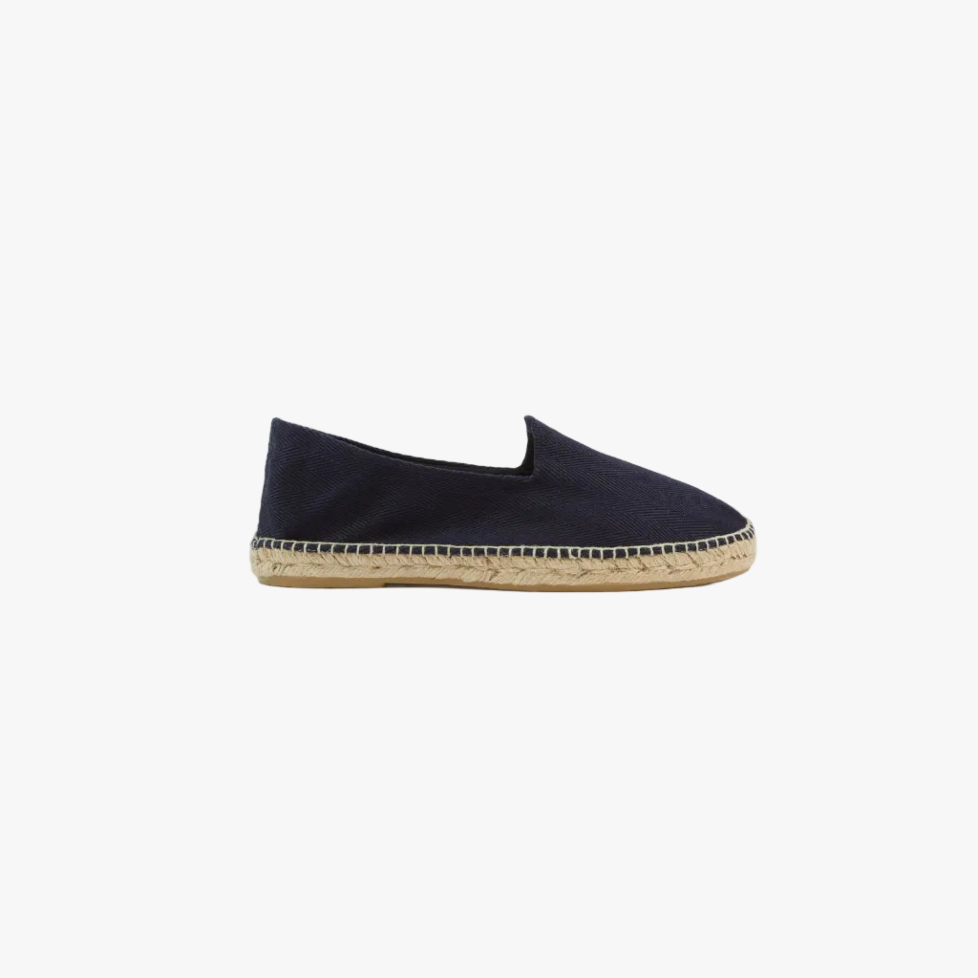 Drake’s Herringbone Cotton Espadrilles Navy Side View