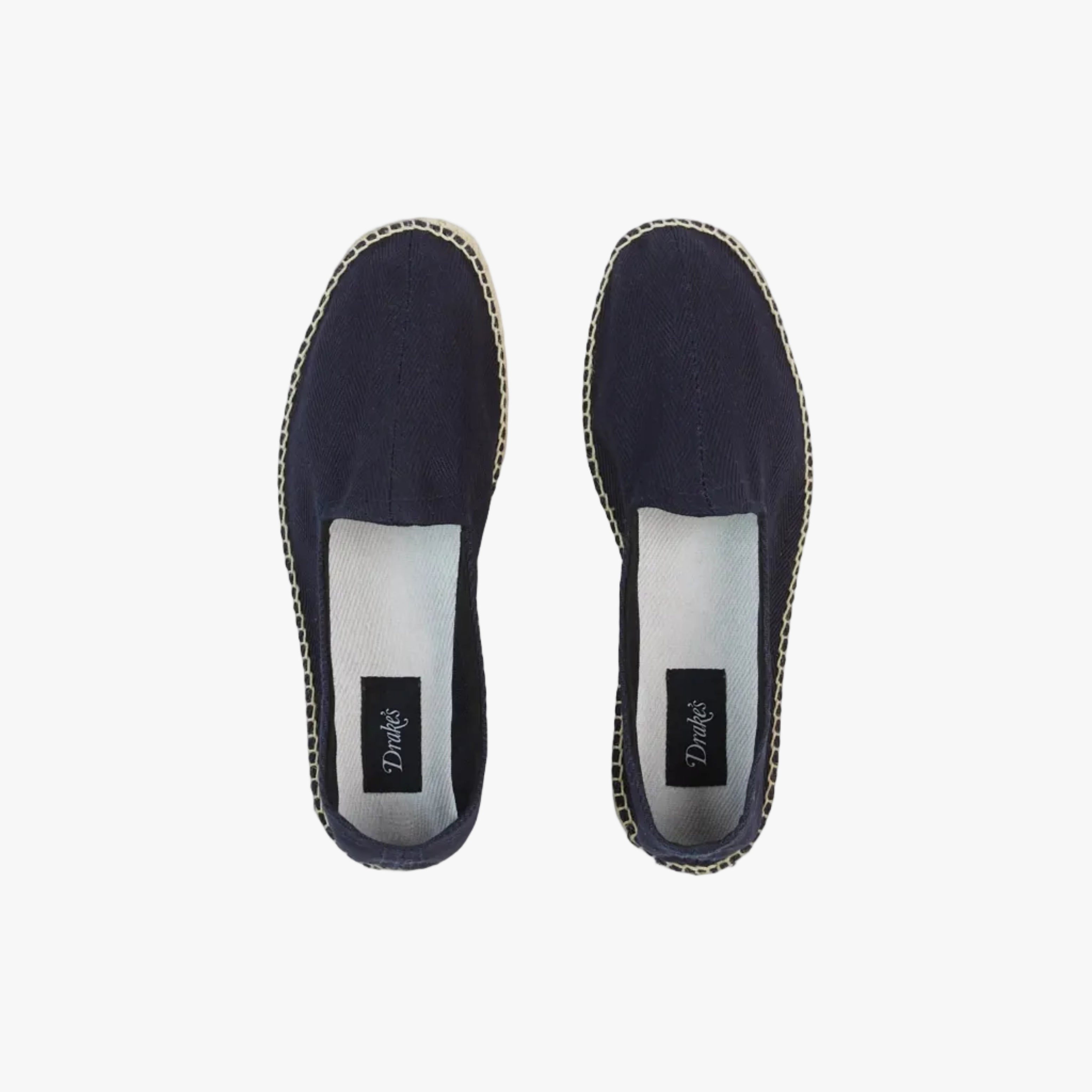 Drake’s Herringbone Cotton Espadrilles Navy Top View