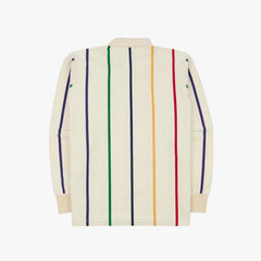 Drake’s Primary Vertical Stripe Cotton Rugby Shirt White Multi Back View