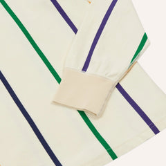Drake’s Primary Vertical Stripe Cotton Rugby Shirt White Multi Stripe Detail