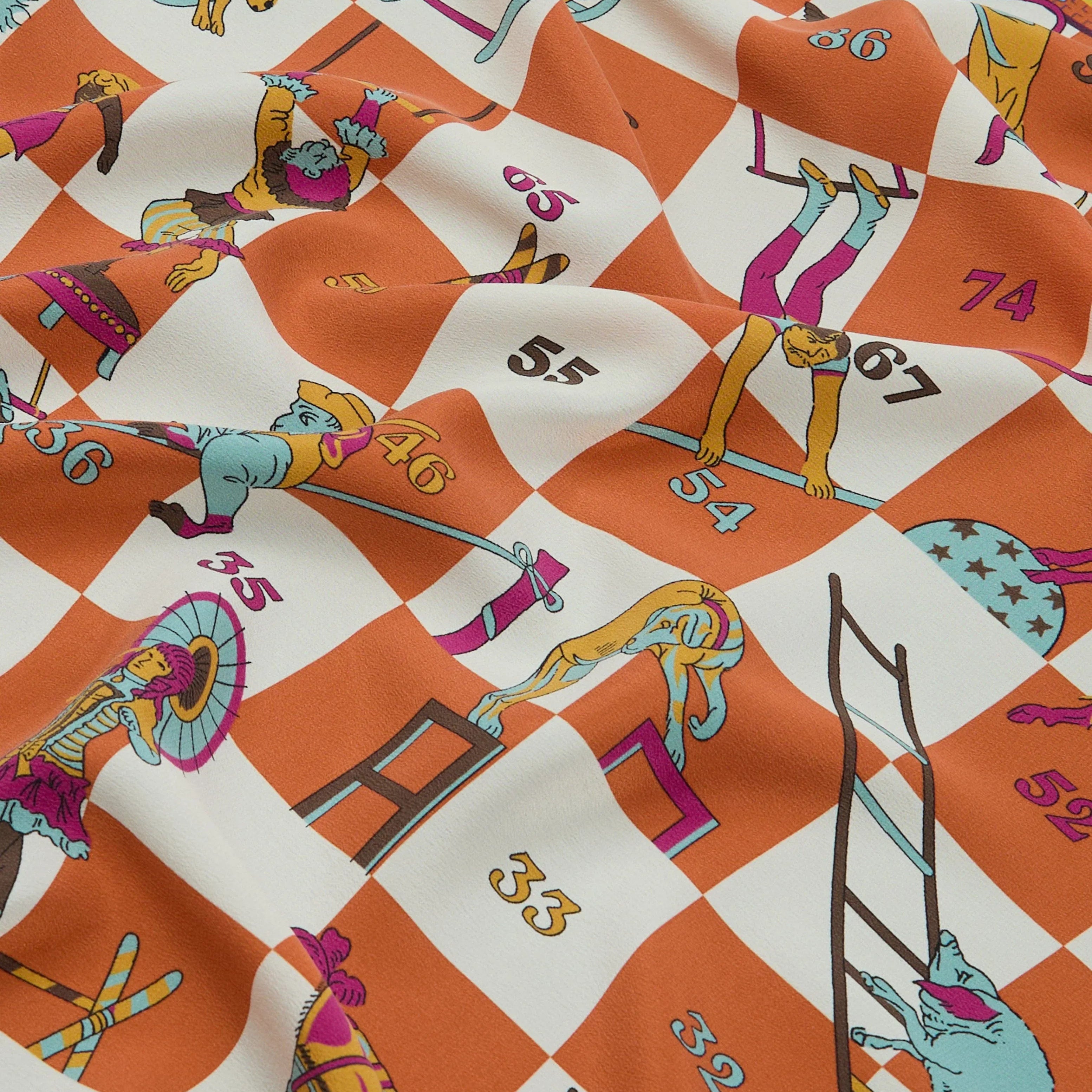 Drake’s Snakes and Ladders Print Silk Bandana Green Print Detail
