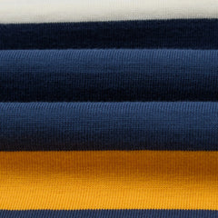 Drake’s Stripe Cotton Quarter Zip Rugby Shirt Navy and Yellow Fabric Texture Detail