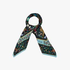 Drake’s Tiger Garden Print Wool-Silk Bandana Navy Print Detail