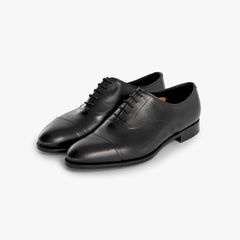 Front angle view of the Edward Green Chelsea 202 Oxford in Black Calf.
