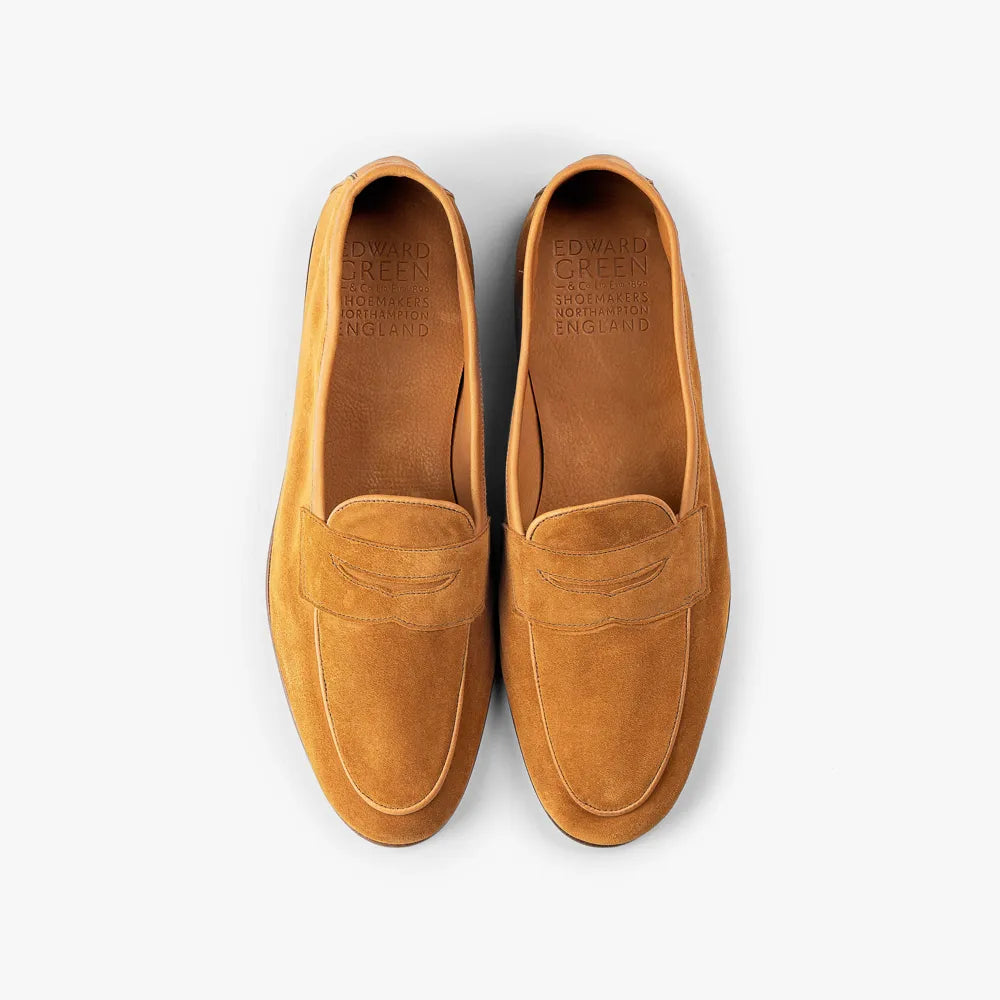 Outsole of the Edward Green Polperro 389 in Mace Baby Calf Suede showcasing the stitched construction.