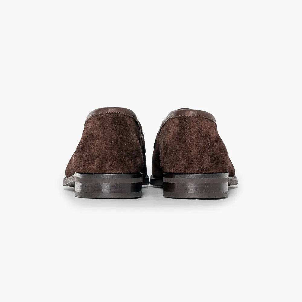 Rear view of the Edward Green Ventnor 184 showcasing the heel and suede texture.