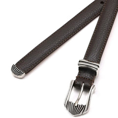 Detailed craftsmanship view of the Fattoria Del Cuoio Shrink Embossed Leather Western Belt Testa