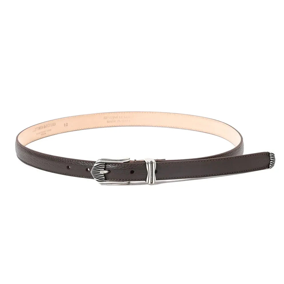 Front view of the Fattoria Del Cuoio Shrink Embossed Leather Western Belt Testa