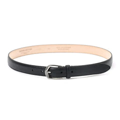 Front view of Fattoria Del Cuoio Twist Buckle Shrink Embossed Leather Belt in Black