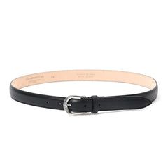Front view of Fattoria Del Cuoio Twist Buckle Smooth Leather Belt in Black