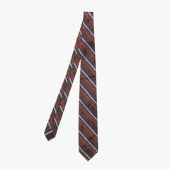 Full view of the F.Marino Striped Orange/Brown 231-254 Silk Tie showing the warm-toned diagonal stripe pattern and handcrafted Neapolitan construction.