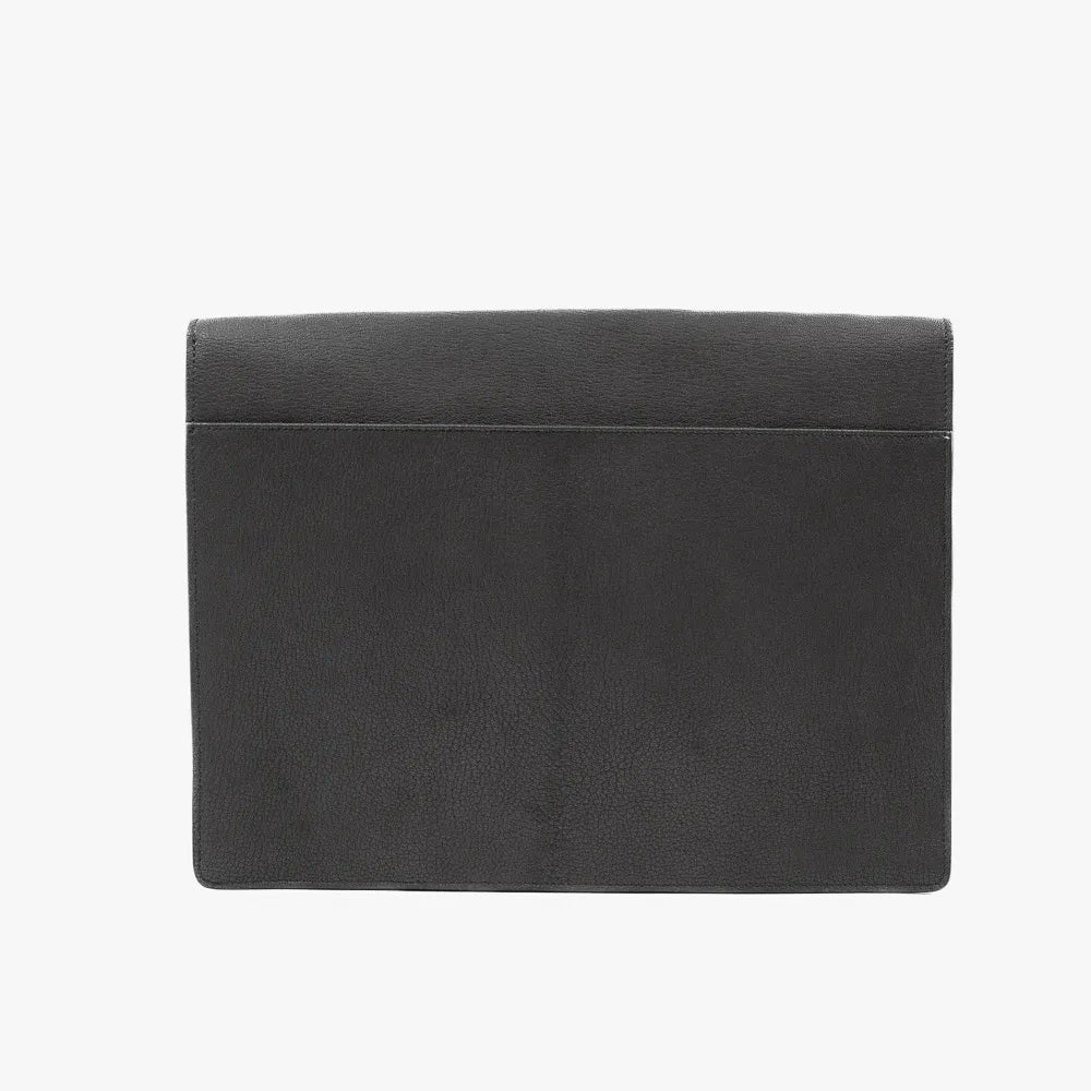 Back view of the Frank Clegg 15-inch Lock Portfolio Case Goatskin Black