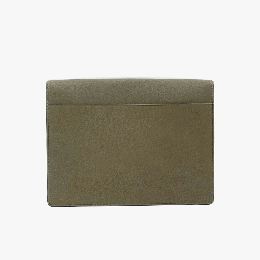 Back view of the Frank Clegg 15-inch Lock Portfolio Case Goatskin Mint