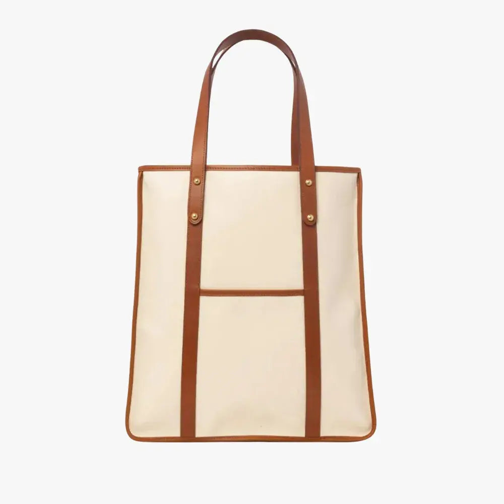 Front view of the Frank Clegg Canvas Market Tote Bag in Natural