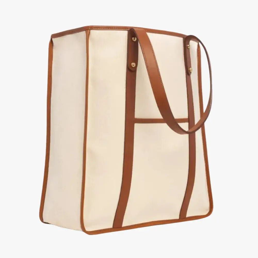 Side angle of the Frank Clegg Canvas Market Tote Bag Natural