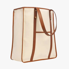Side angle of the Frank Clegg Canvas Market Tote Bag Natural