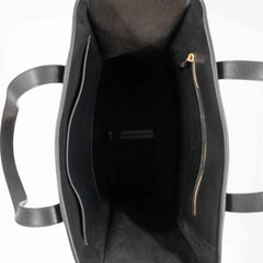 Inner pocket of the Frank Clegg Leather Market Tote Bag Black