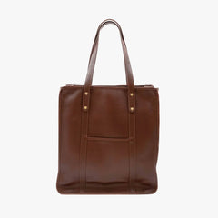 Front view of the Frank Clegg Leather Market Tote Bag in Chestnut