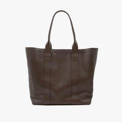 Front view of the Frank Clegg for Refinement Tumbled Chocolate Tote Bag