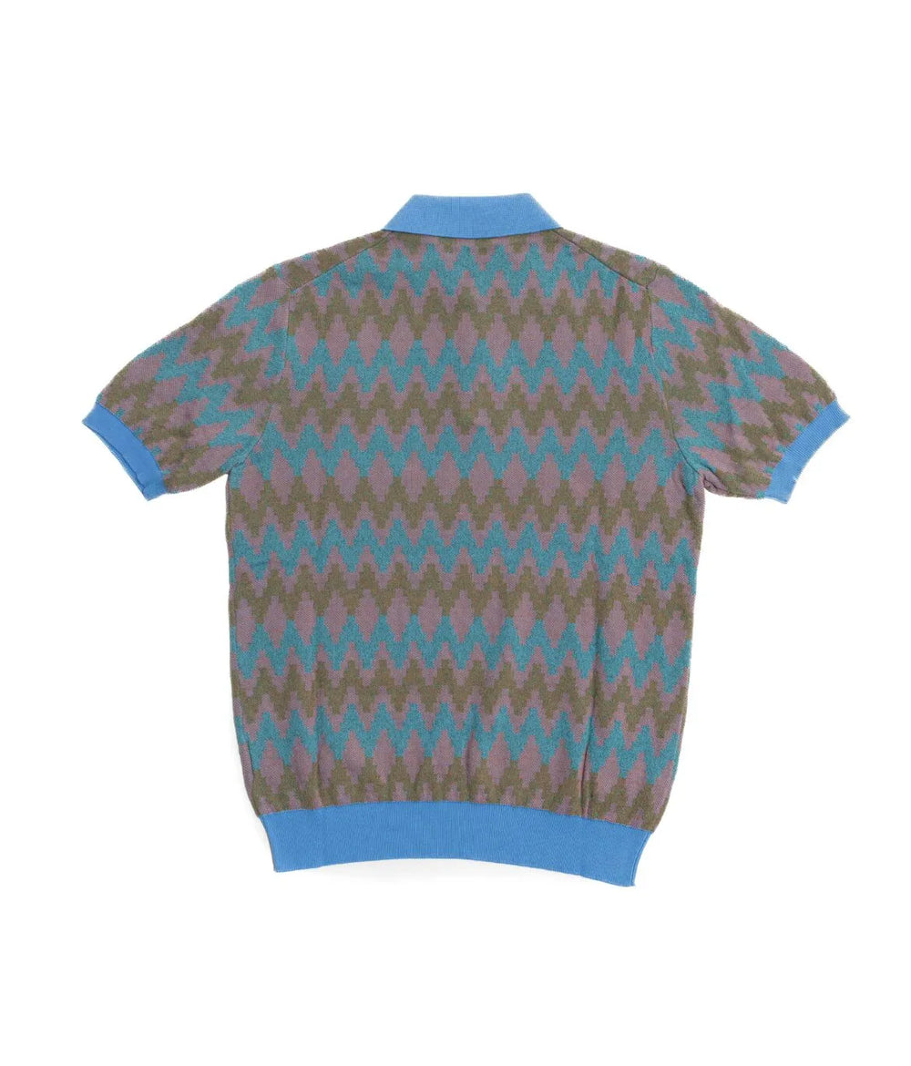 Back view of the Gallia Coleman Polo Zig Zag Olive Pink Blue featuring the continuous zigzag design and clean layout.
