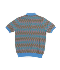 Back view of the Gallia Coleman Polo Zig Zag Olive Pink Blue featuring the continuous zigzag design and clean layout.