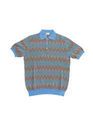 Front view of the Gallia Coleman Polo Zig Zag Olive Pink Blue showcasing the bold zigzag pattern and color combination.
