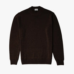 Front view of the Gallia Haydem Long-Sleeve Knit Brown highlighting its minimal silhouette and smooth knit structure.