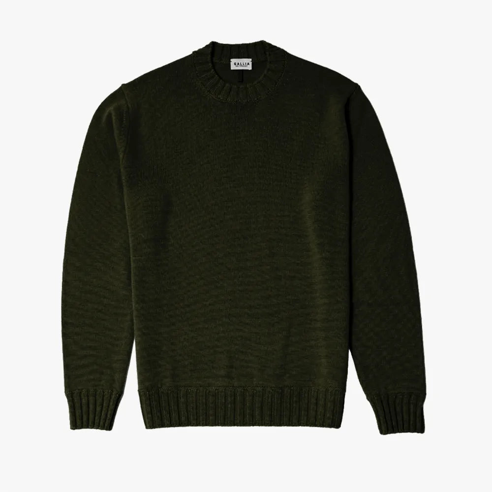 Front view of the Gallia Haydem Long-Sleeve Knit Green highlighting the clean silhouette and smooth knit structure.