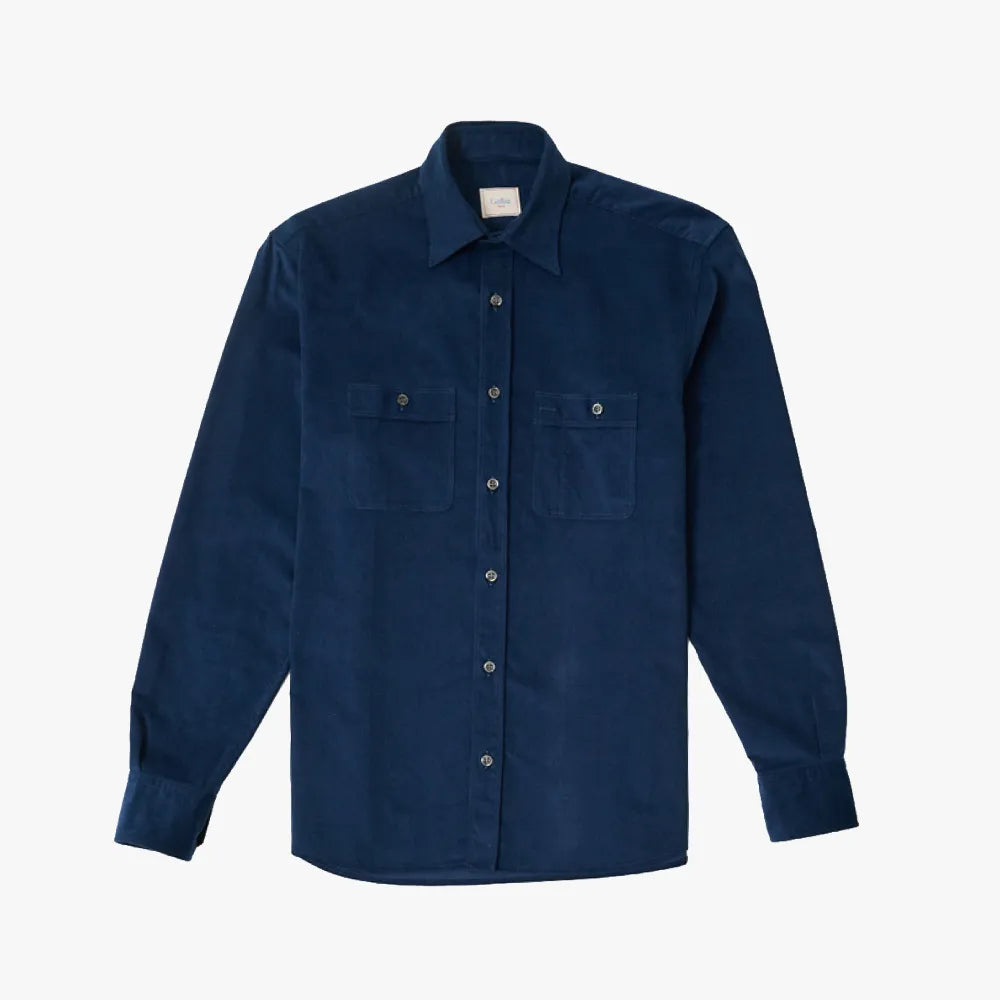 Front view of the Gallia Shirt 0V07X Navy showcasing its clean silhouette and button-front design.