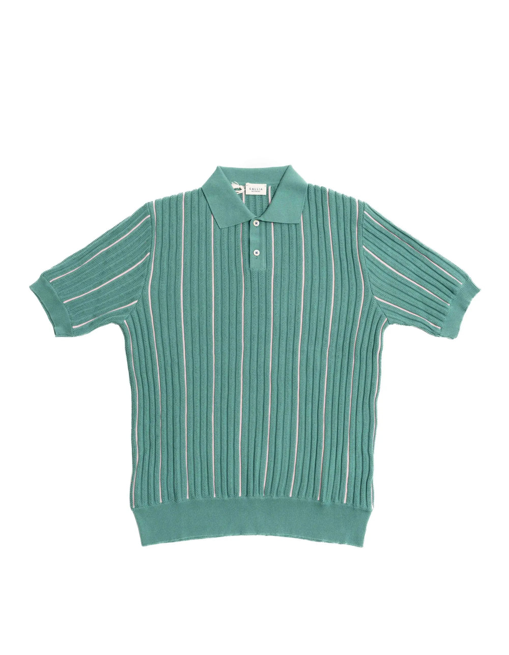 Front view of the Gallia Tucson Polo Jacquard Rust Green highlighting the jacquard pattern and clean silhouette.