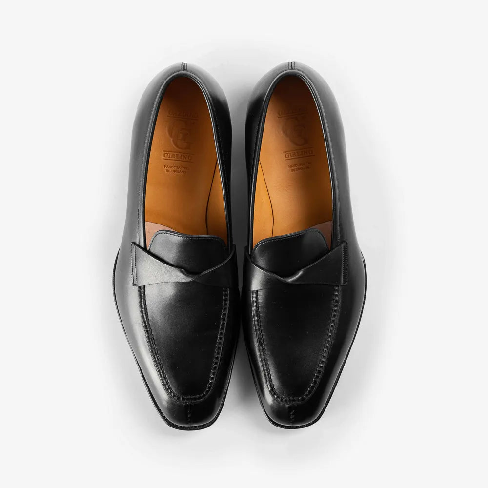 Gaziano & Girling Antibes II KN14 in black calf, top view showing closed lacing.