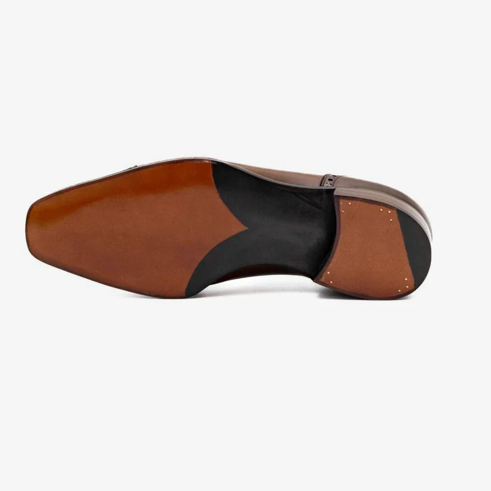 Leather sole of Gaziano & Girling St James II in Vintage Oak calf, bottom view.