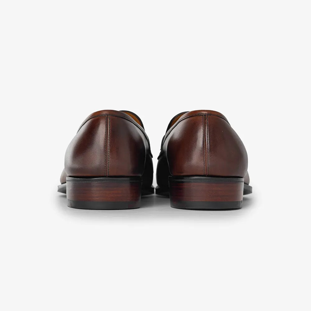 Gaziano & Girling KN14 Antibes II Oxford in Vintage Oak, back view highlighting heel and stitching.