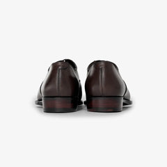 George Cleverley Harry Oxford in brown calf leather, back view showing heel and stitching.