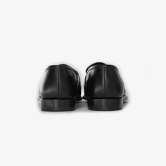 George Cleverley Owen Oxford in black calf leather, back view of heel and stitching.