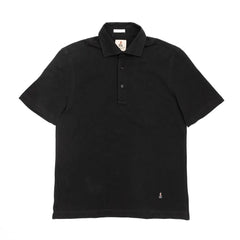 Guy Rover black polo shirt 100% cotone Italian cotton pique short sleeve refined collar