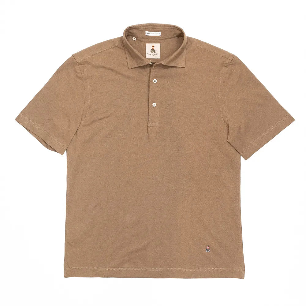 khaki guy rover polo shirt cotton pique cutaway collar