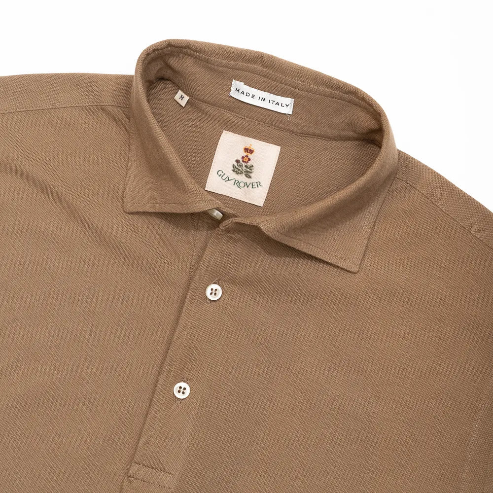 khaki guy rover polo shirt pique fabric tailored fit italy
