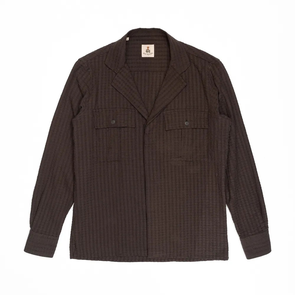 guy rover seersucker blouson brown 2 pocket mens jacket