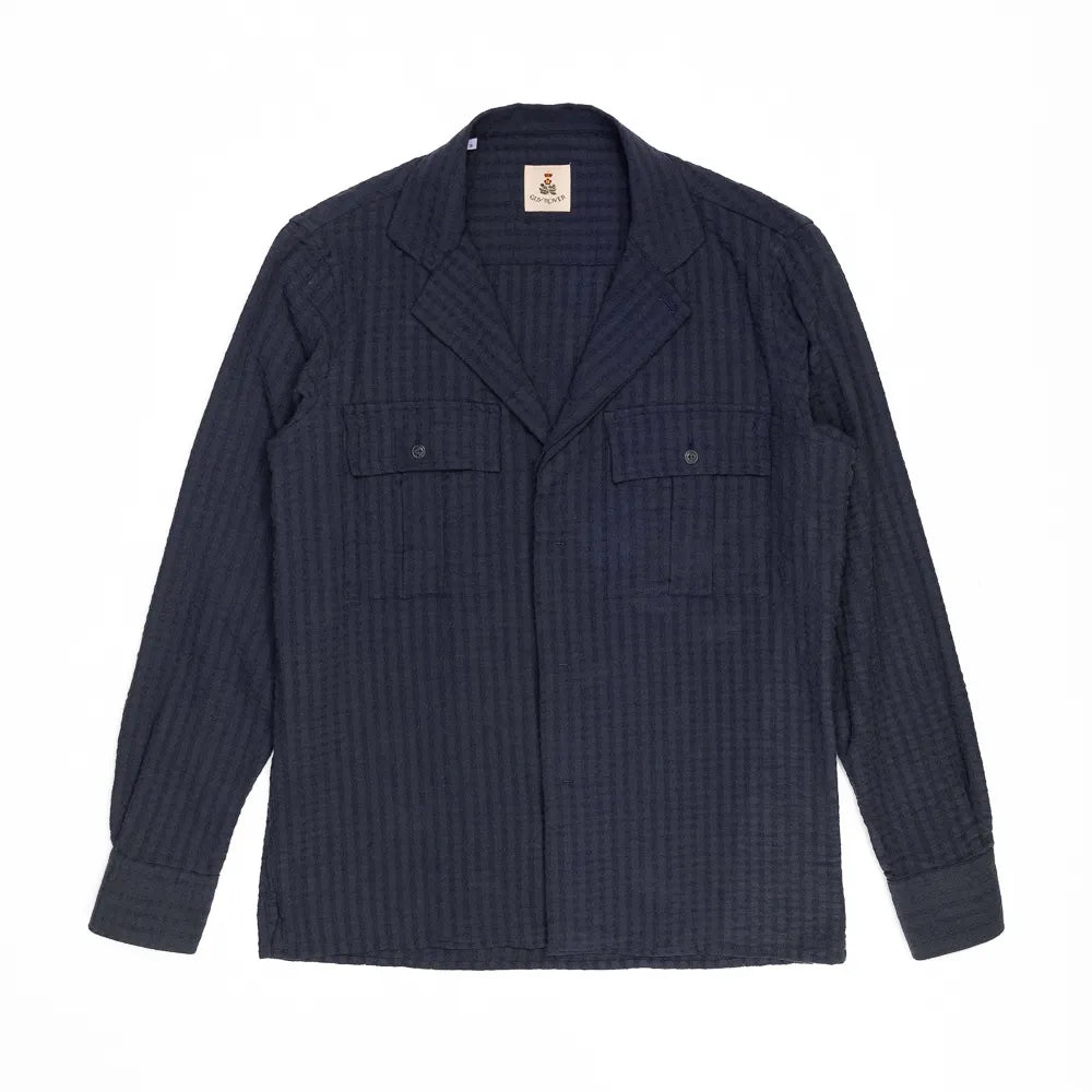 guy rover seersucker blouson navy 2 pocket mens jacket