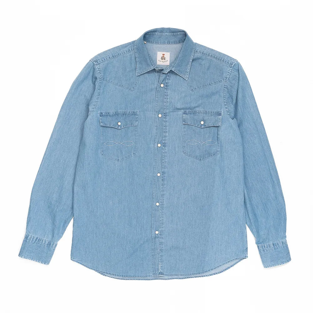 guy rover western chambray shirt mens italy