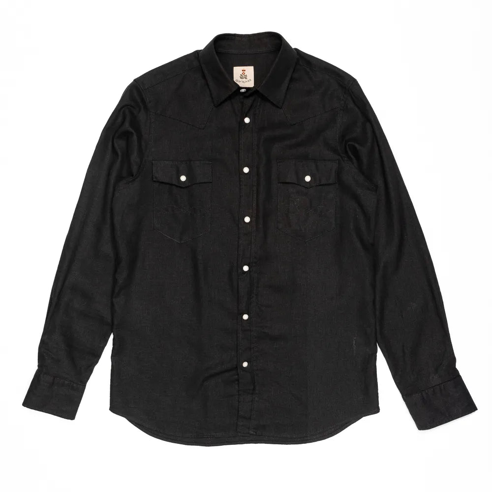 guy rover western shirt black mens italy cotton