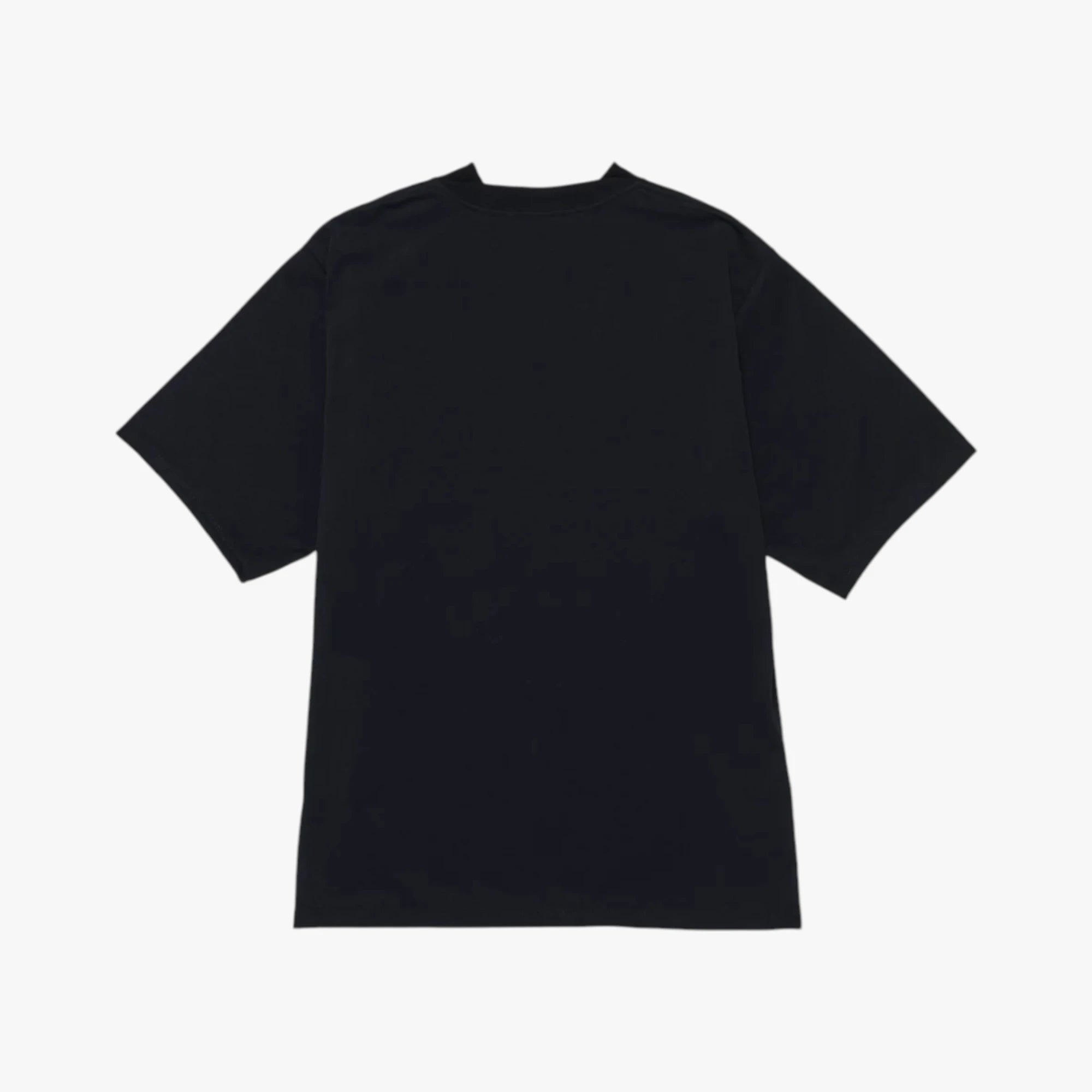 Back view of the Hand Room mock neck T-shirt in black showing the smooth structure and relaxed fit.