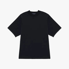 Front view of the Hand Room mock neck T-shirt in black featuring a clean silhouette and refined neckline design.