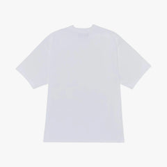 Back view of the Hand Room mock neck T-shirt in white showing the smooth structure and relaxed fit.