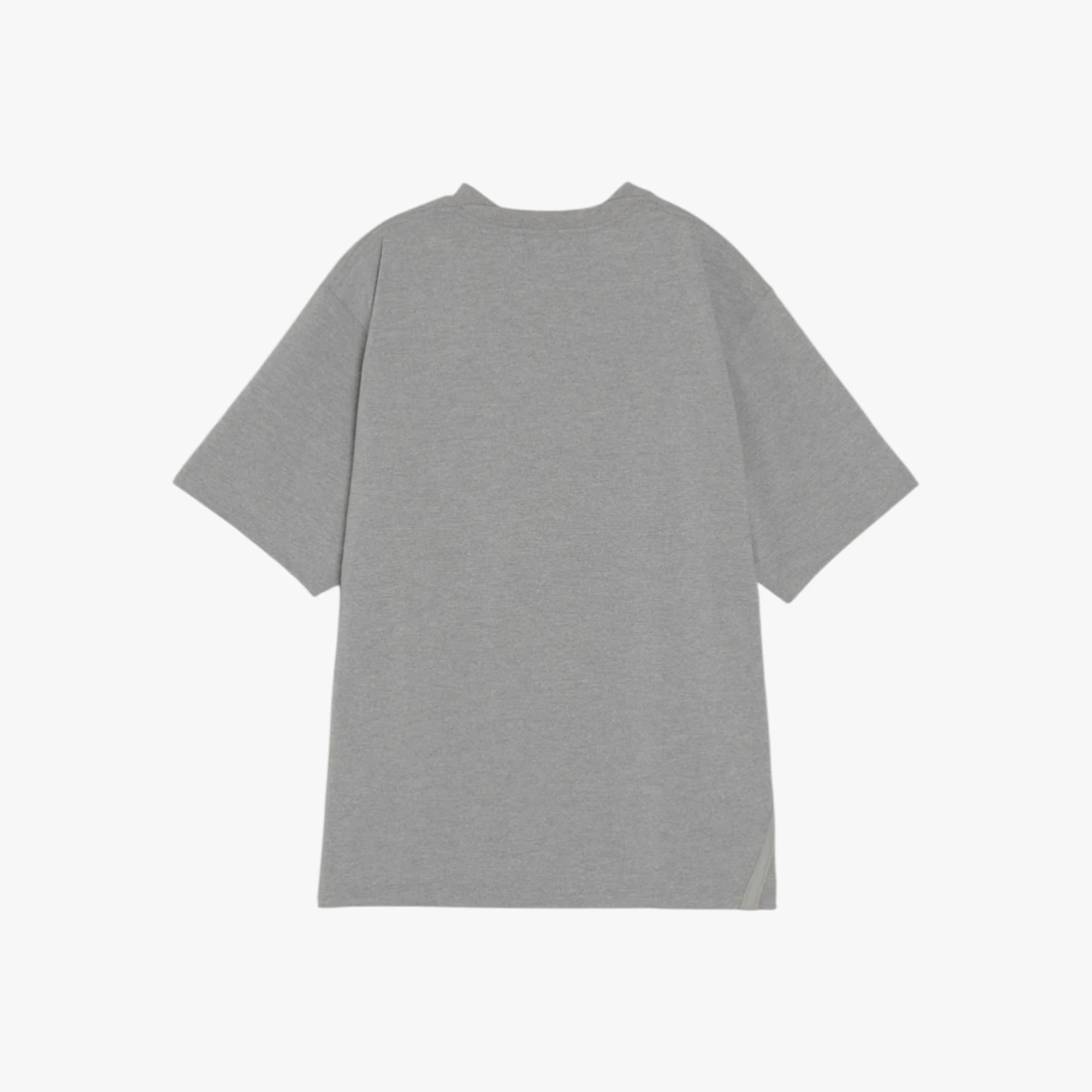 Back view of the Hand Room T-shirt in grey showing the smooth structure and relaxed fit.
