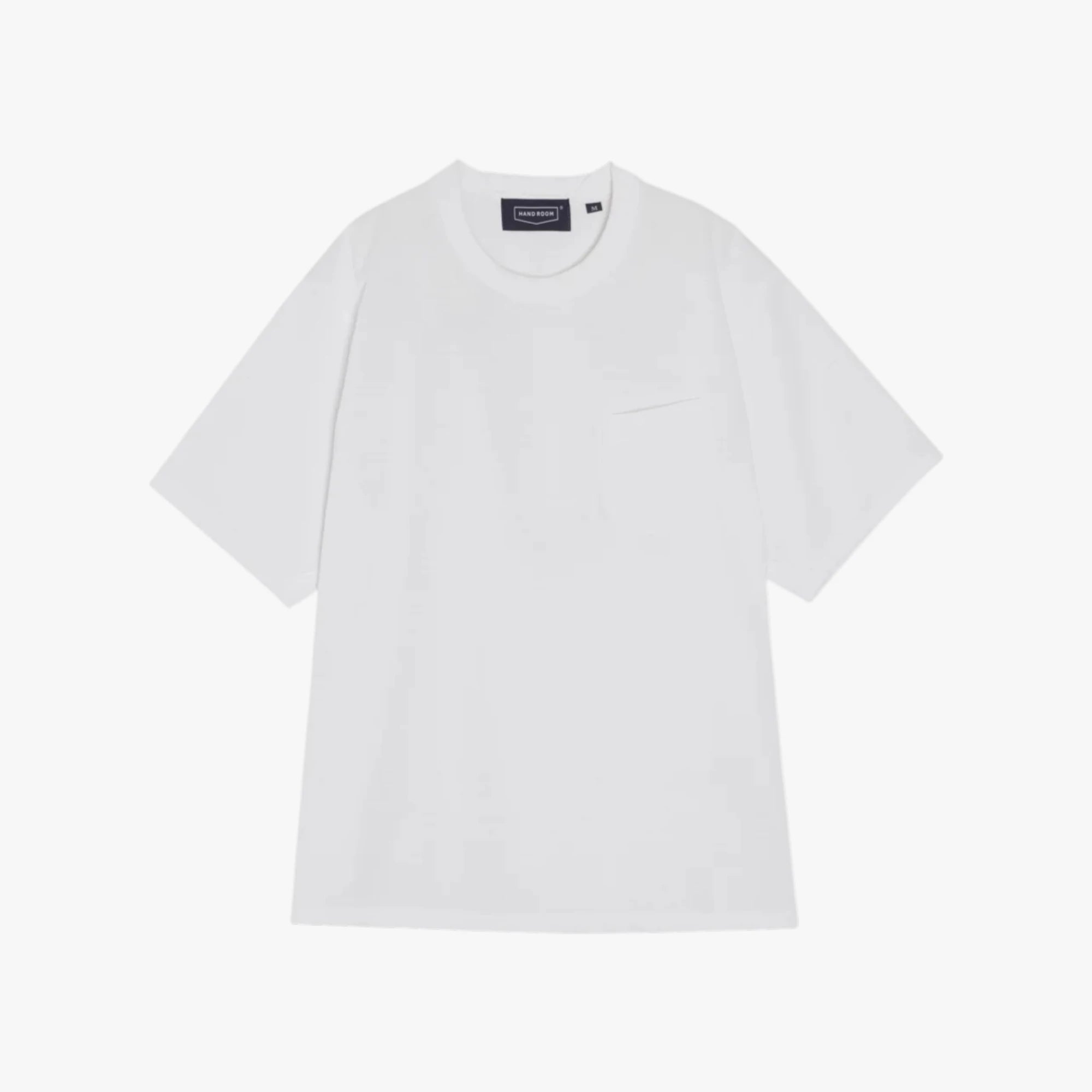 Front view of the Hand Room T-shirt in white featuring a clean silhouette and minimalist design.