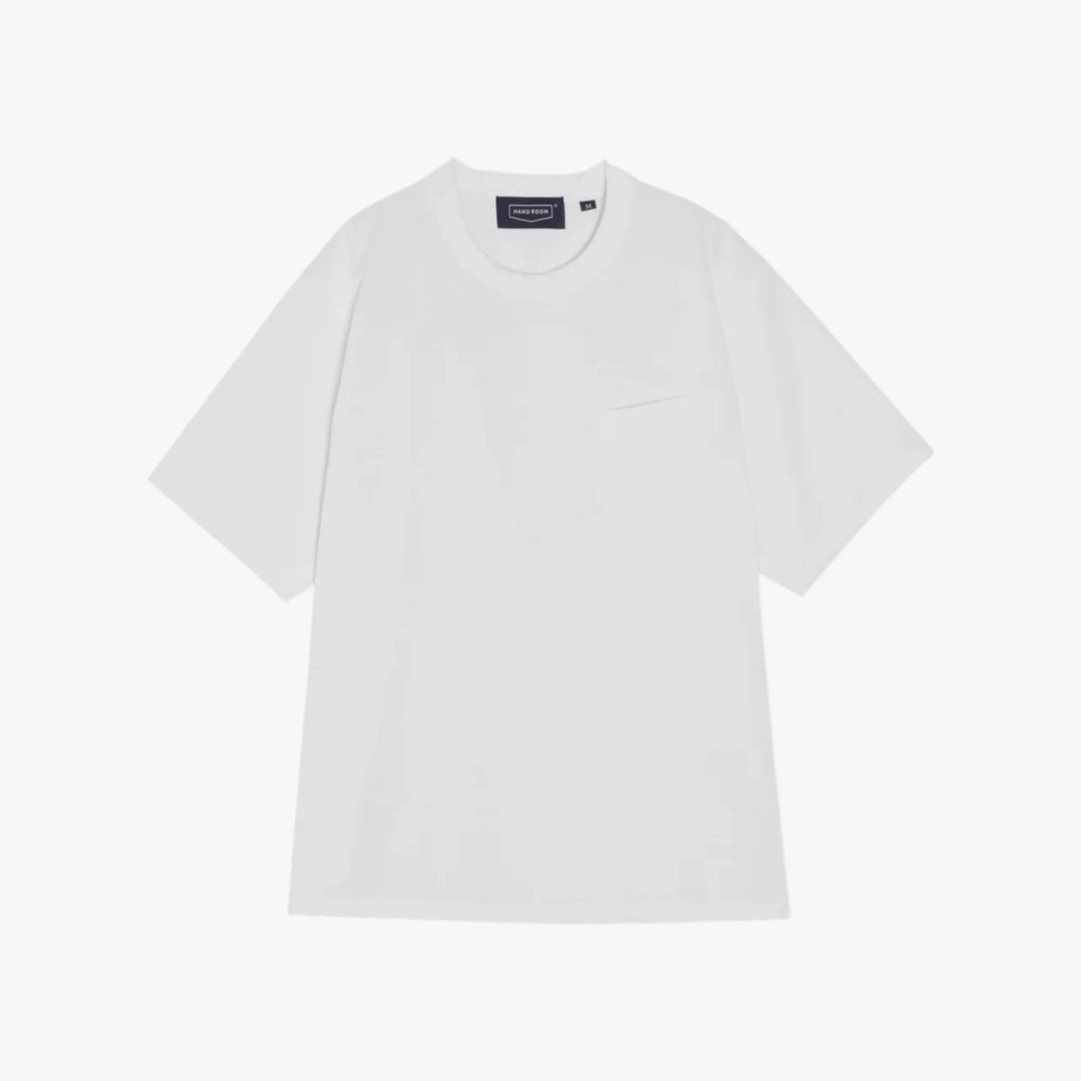 Front view of the Hand Room T-shirt in white featuring a clean silhouette and minimalist design.