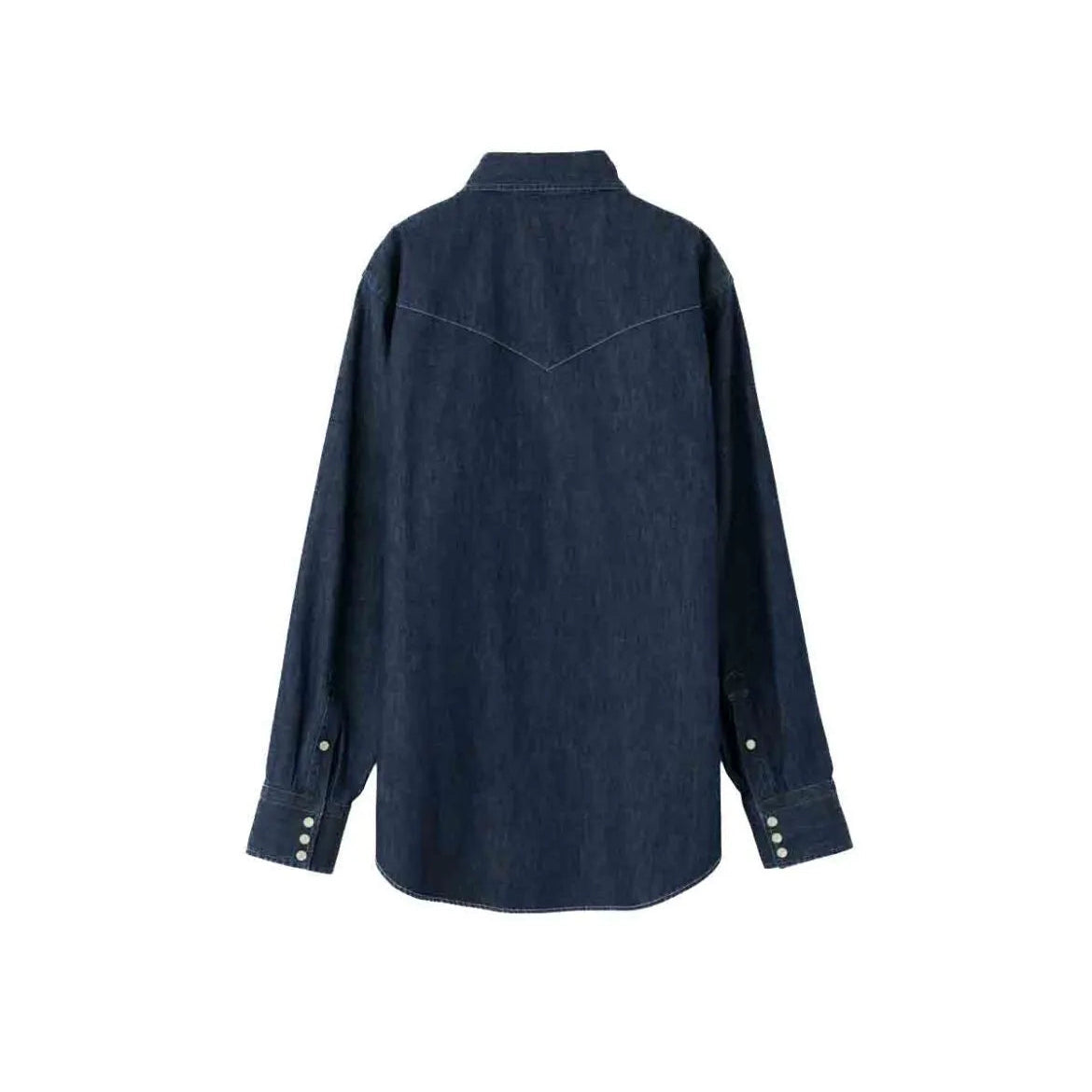 Hand Room Denim Western Shirt Dark Indigo back view